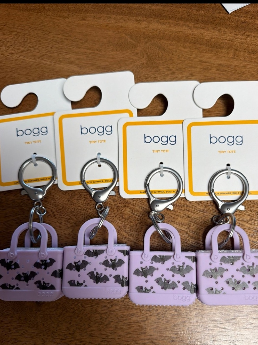 Bogg Bag Tiny Tote Keychains Purple Bat Halloween Set of 4